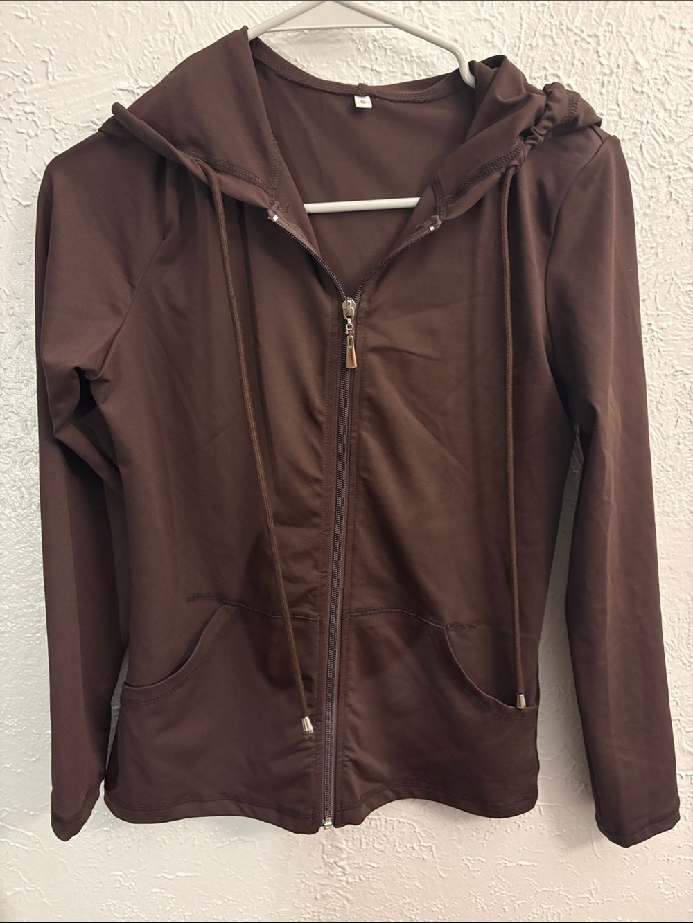 Women's Brown Zip-Up Hooded Utility Jacket